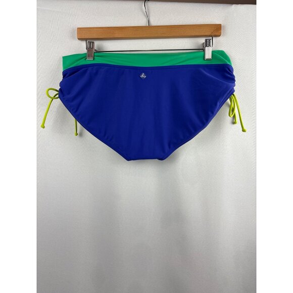Women’s Prana XL Blue, Green, & Yellow Bikini Bottoms with Ruched Sides & Bows - Picture 3 of 6